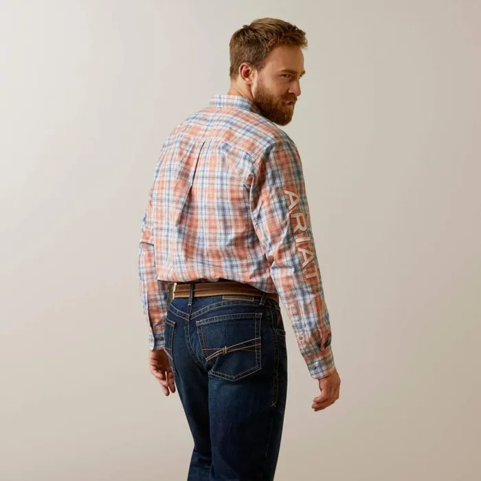 Men Button Down Shirts Ariat Team Damion Classic Fit Shirt Peach