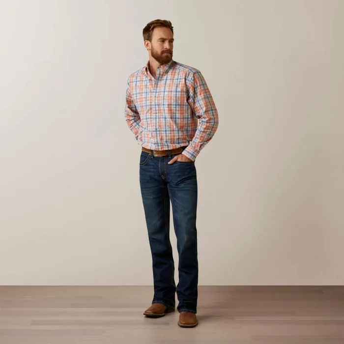 Men Button Down Shirts Ariat Team Damion Classic Fit Shirt Peach