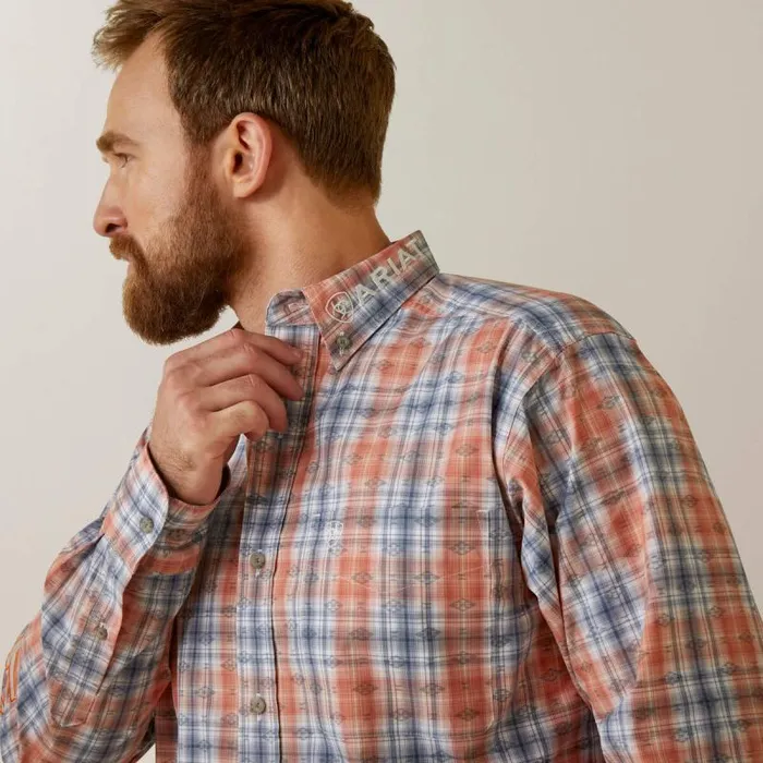 Men Button Down Shirts Ariat Team Damion Classic Fit Shirt Peach