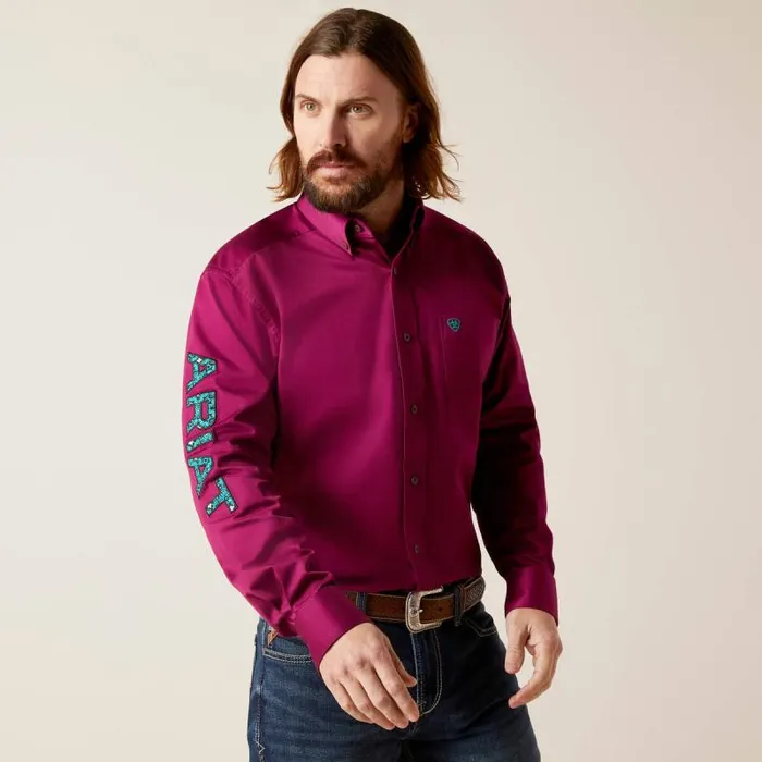 Men Button Down Shirts Ariat Team Logo Twill Classic Fit Shirt Bella Donna