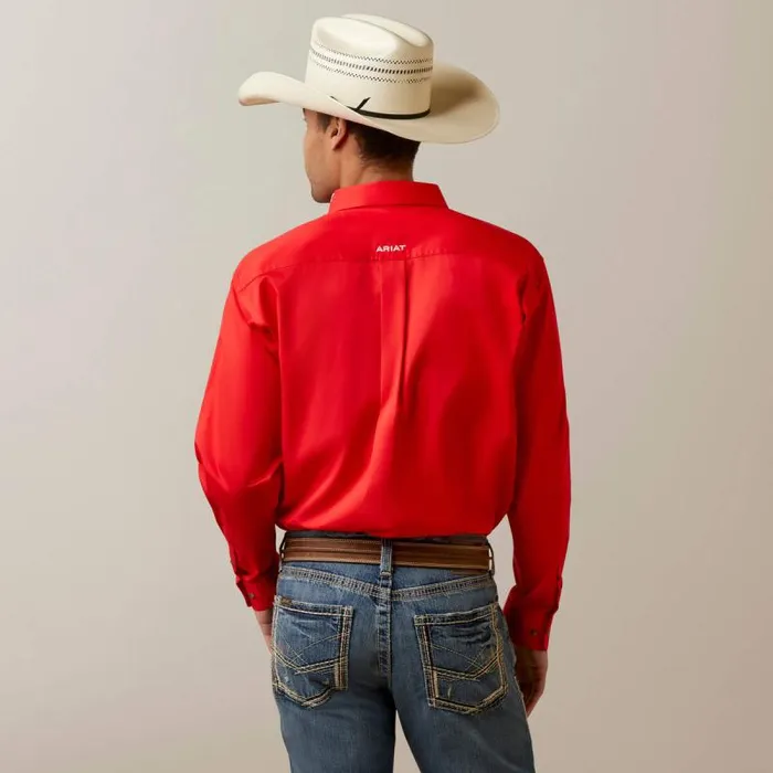Men Button Down Shirts Ariat Team Logo Twill Classic Fit Shirt Poppy Red