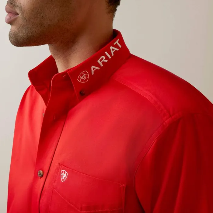 Men Button Down Shirts Ariat Team Logo Twill Classic Fit Shirt Poppy Red