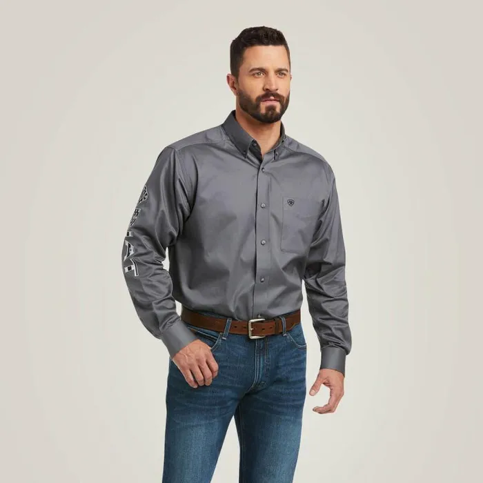 Men Button Down Shirts Ariat Team Logo Twill Classic Fit Shirt Quiet Shade