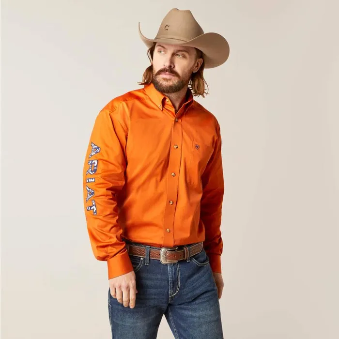 Men Button Down Shirts Ariat Team Logo Twill Classic Fit Shirt Rust