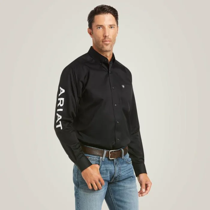 Men Button Down Shirts Ariat Team Logo Twill Fitted Shirt Blackwhite