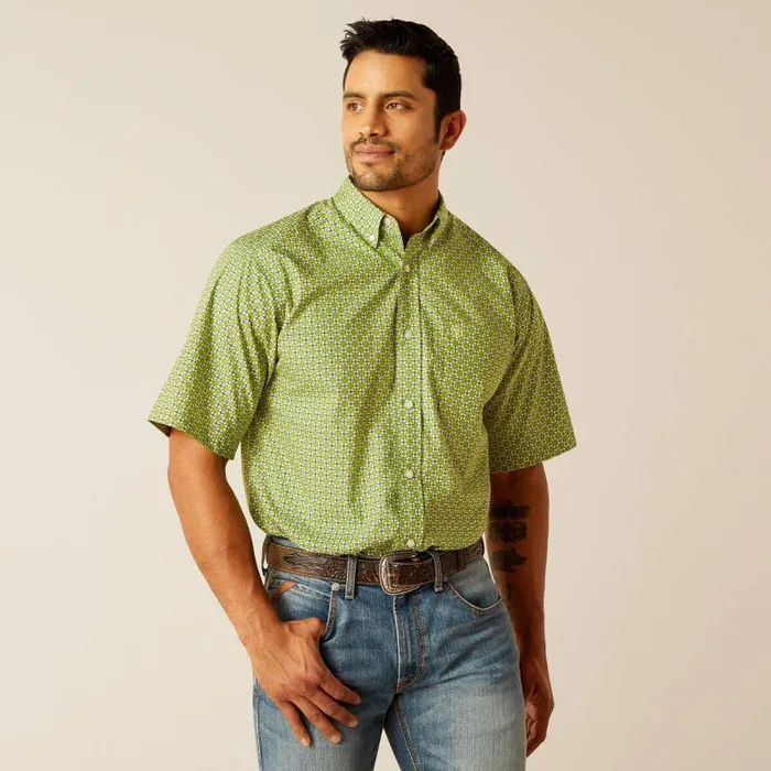 Men Button Down Shirts Ariat Toby Classic Fit Shirt Green