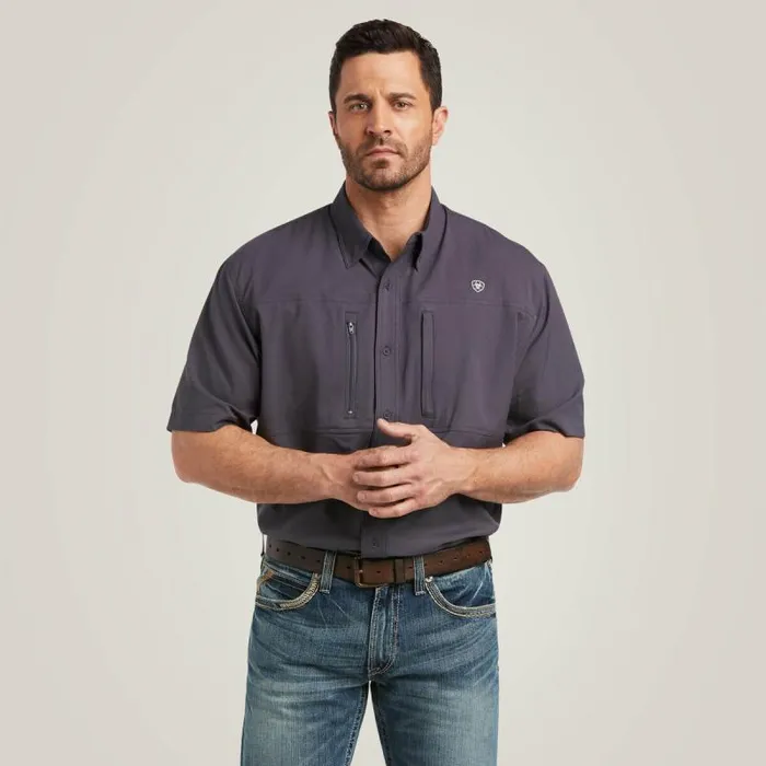 Men Button Down Shirts Ariat VentTEK Classic Fit Shirt Charcoal