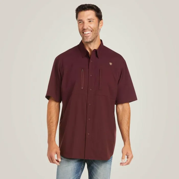 Men Button Down Shirts Ariat VentTEK Classic Fit Shirt Malbec