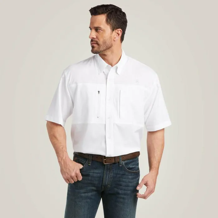 Men Button Down Shirts Ariat VentTEK Classic Fit Shirt White