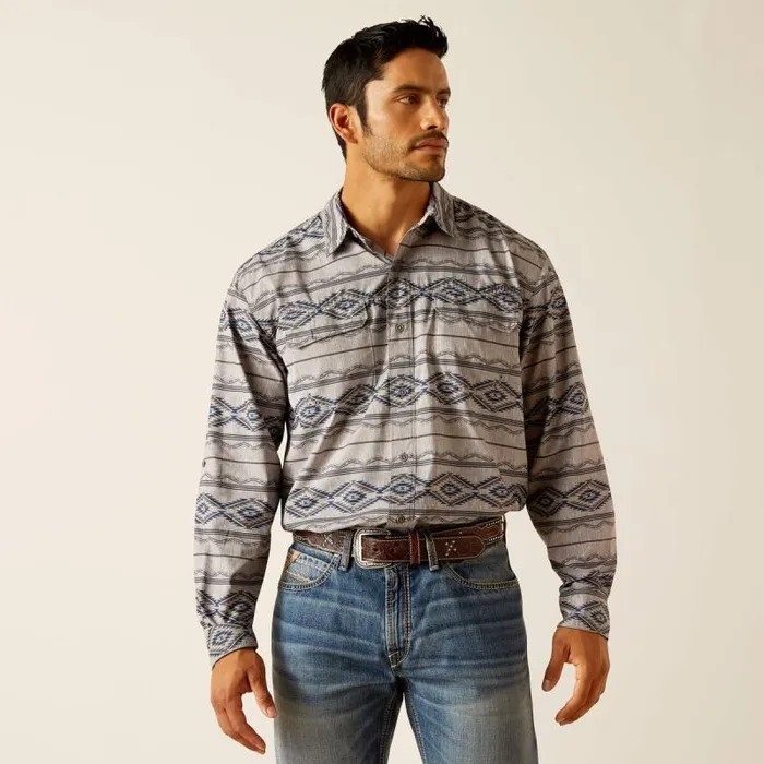 Men Button Down Shirts Ariat VentTEK Outbound Classic Fit Shirt Moon Mist