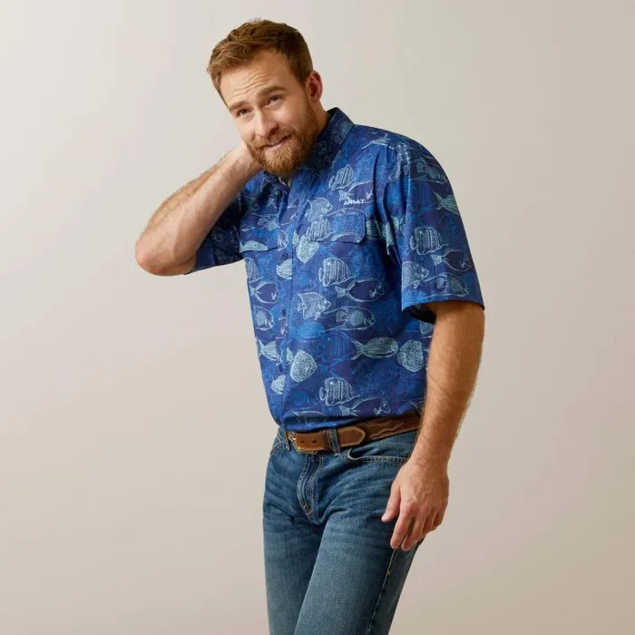 Men Button Down Shirts Ariat VentTEK Outbound Classic Fit Shirt Skyfall