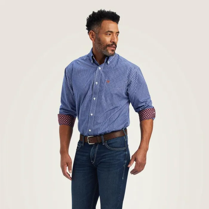 Men Button Down Shirts Ariat Wrinkle Free Dash Classic Fit Shirt Limoges