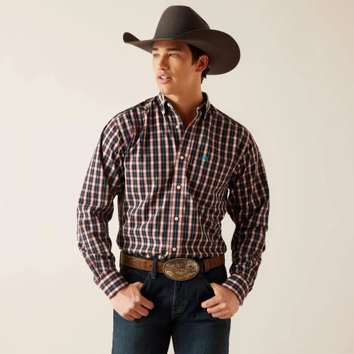Men Button Down Shirts Ariat Wrinkle Free Gatlin Fitted Shirt White