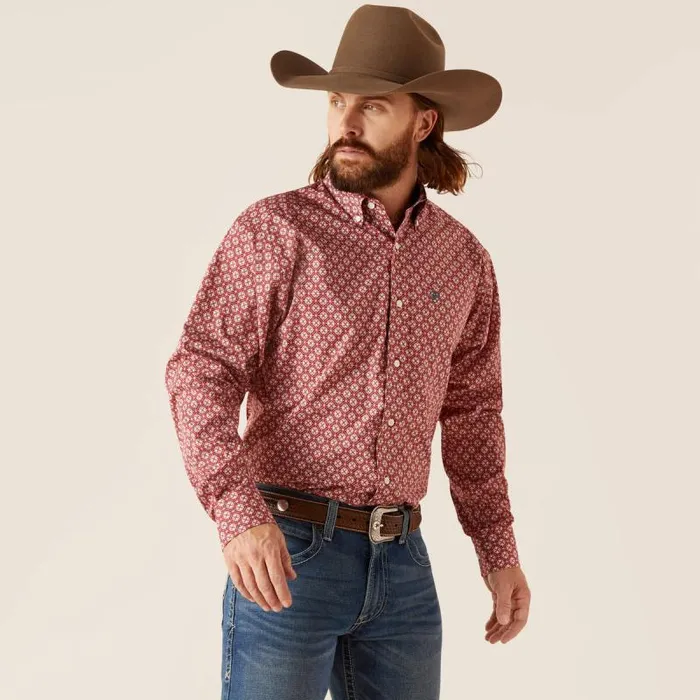 Men Button Down Shirts Ariat Wrinkle Free Gideon Classic Fit Shirt Gardenia