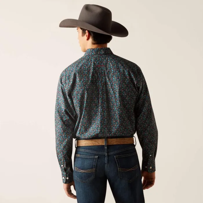 Men Button Down Shirts Ariat Wrinkle Free Gryffin Classic Fit Shirt Black