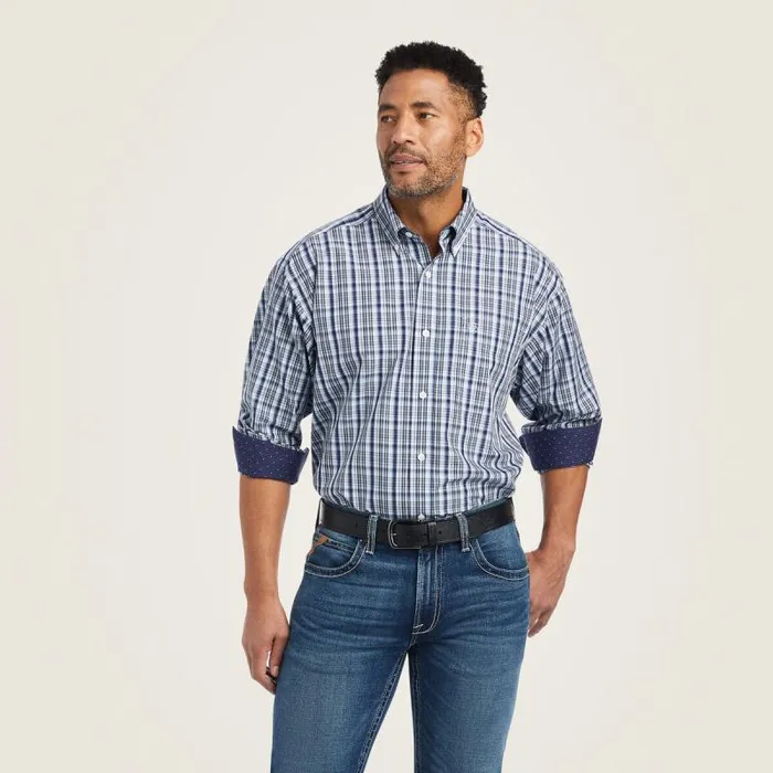 Men Button Down Shirts Ariat Wrinkle Free Igor Classic Fit Shirt Airy Blue
