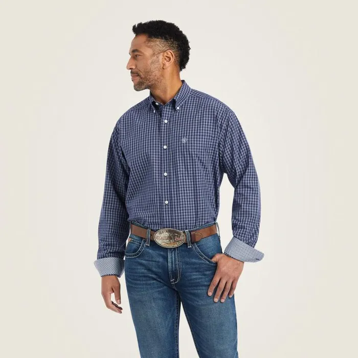 Men Button Down Shirts Ariat Wrinkle Free Immanuel Classic Fit Shirt Midnight Sail