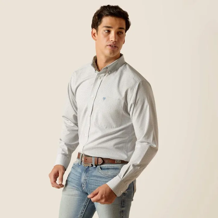 Men Button Down Shirts Ariat Wrinkle Free Kaeden Fitted Shirt White