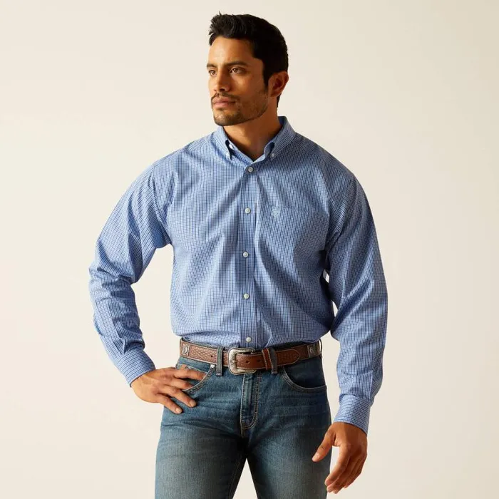 Men Button Down Shirts Ariat Wrinkle Free Rowan Classic Fit Shirt Regatta