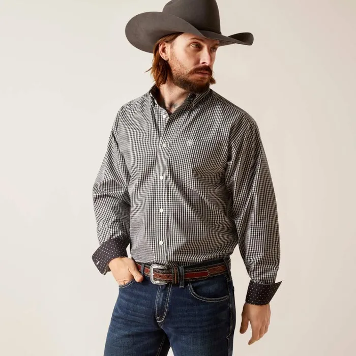 Men Button Down Shirts Ariat Wrinkle Free Ved Classic Fit Shirt White