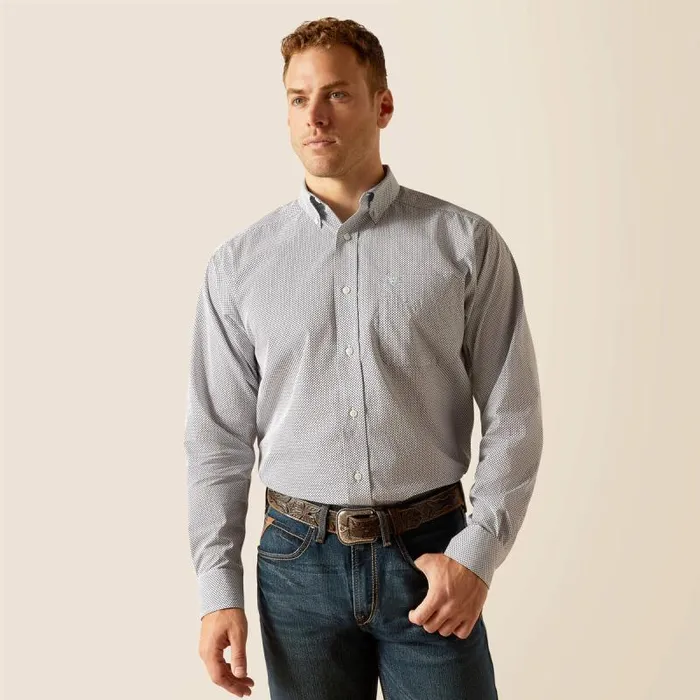 Men Button Down Shirts Ariat Wrinkle Free Wes Classic Fit Shirt Peacoat