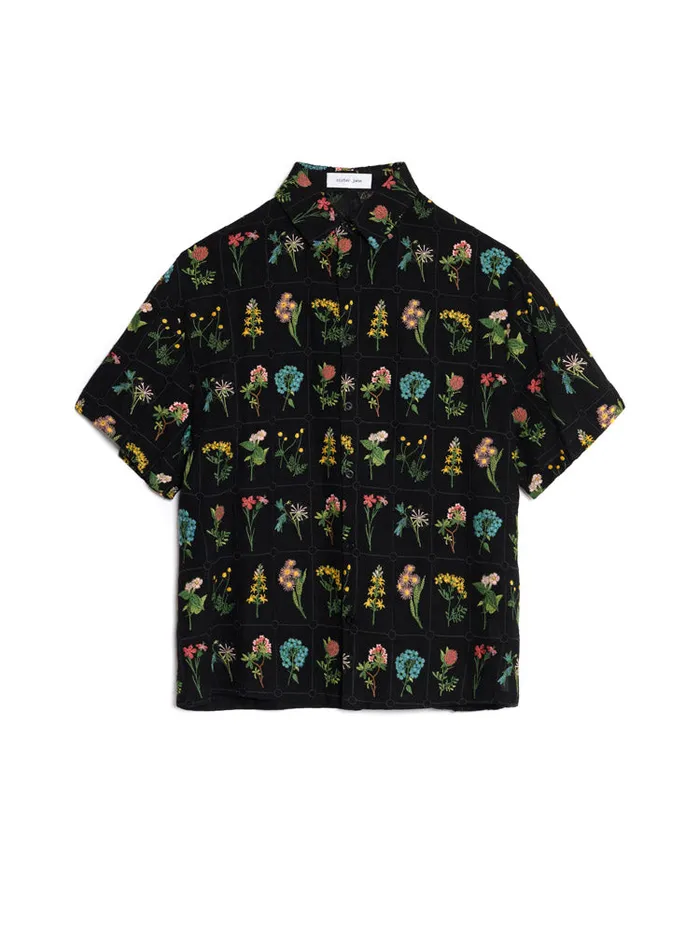 Men Cameron Embroidery Boxy Shirt Black Sister Jane Shirts