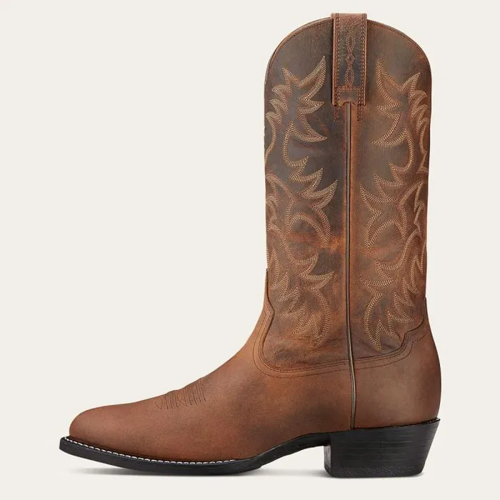 Men Dress and Fashion Boots Ariat Heritage R Toe Western Boot Distressed Brown