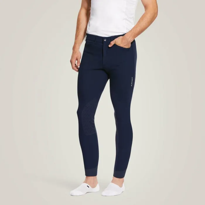 Men English Riding Ariat Tri Factor Grip Knee Patch Breech Navy