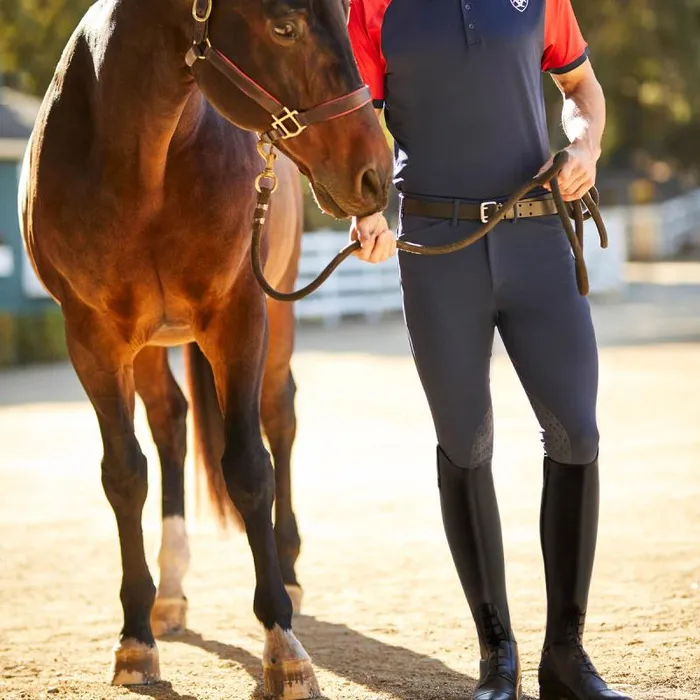 Men English Riding Ariat Tri Factor Grip Knee Patch Breech Navy Men English Riding Ariat Tri Factor Grip Knee Patch Breech Navy