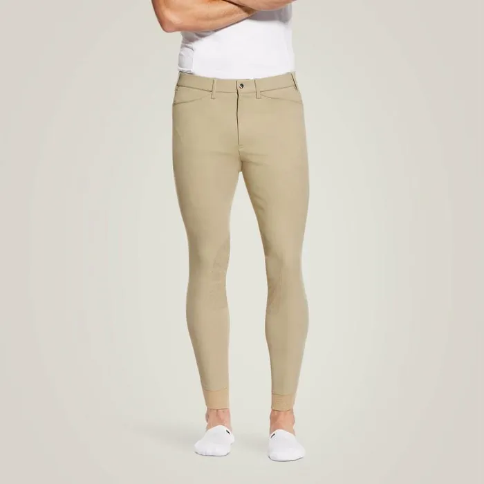 Men English Riding Ariat Tri Factor Grip Knee Patch Breech Tan