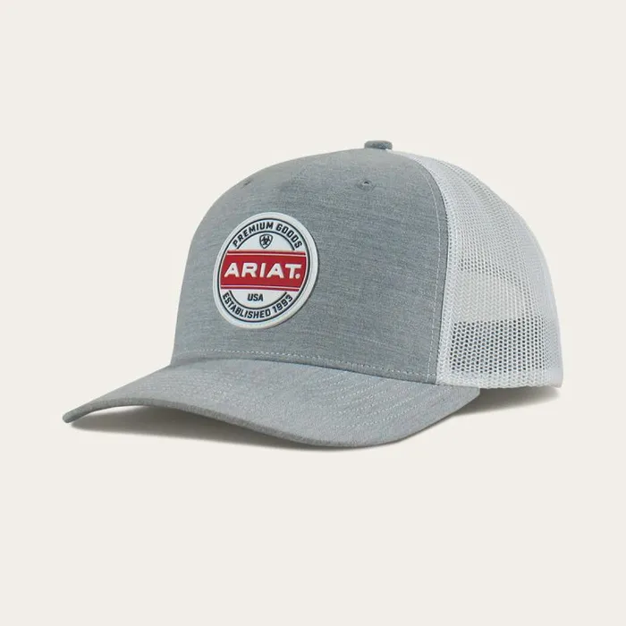 Men Hats and Caps Ariat Ariat Premium Goods Round Patch Cap Gray