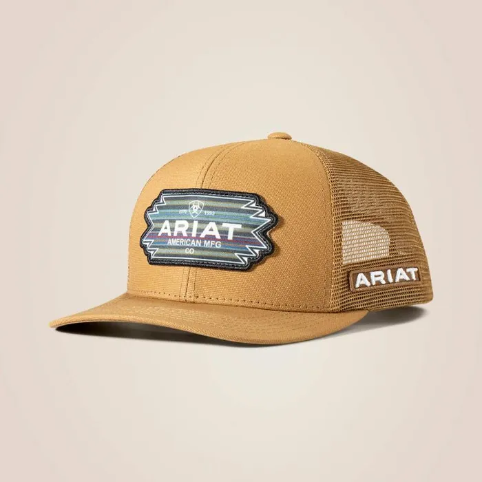 Men Hats and Caps Ariat Aztec Logo Patch Cap Beigekhaki