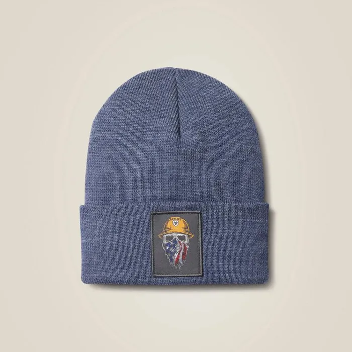 Men Hats and Caps Ariat Born For This Watch Cap Denim Heather