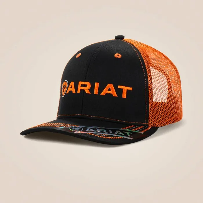 Men Hats and Caps Ariat Chaz Cap Blkorang
