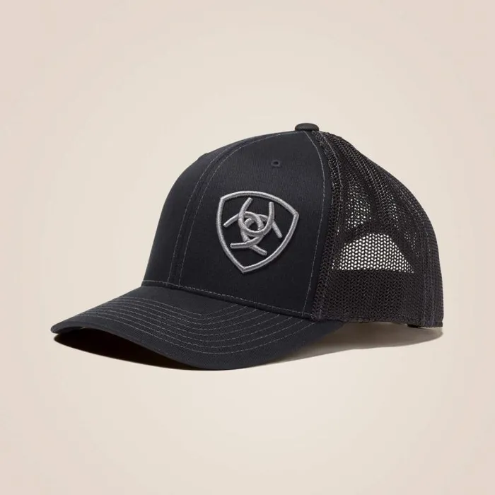 Men Hats and Caps Ariat Logo Snapback Cap Black