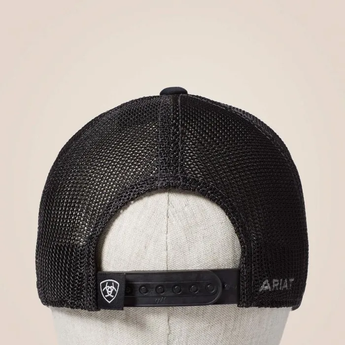 Men Hats and Caps Ariat Logo Snapback Cap Black