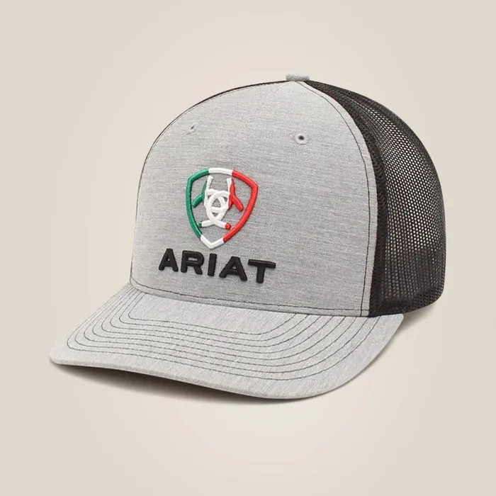 Men Hats and Caps Ariat Mexico Flag Shield Cap Gray