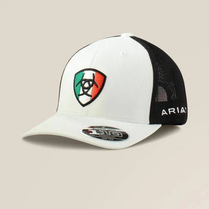 Men Hats and Caps Ariat Mexico Shield Logo Cap White