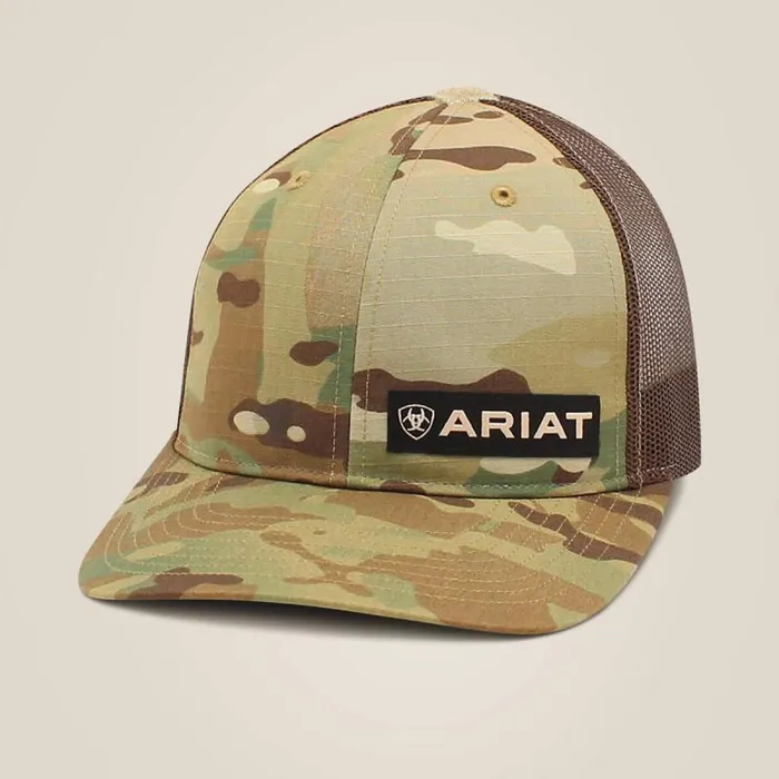 Men Hats and Caps Ariat Offset Logo Cap Camo