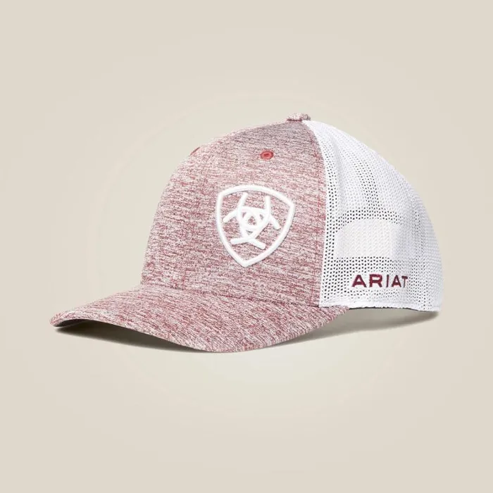 Men Hats and Caps Ariat Offset Shield Cap Maroon