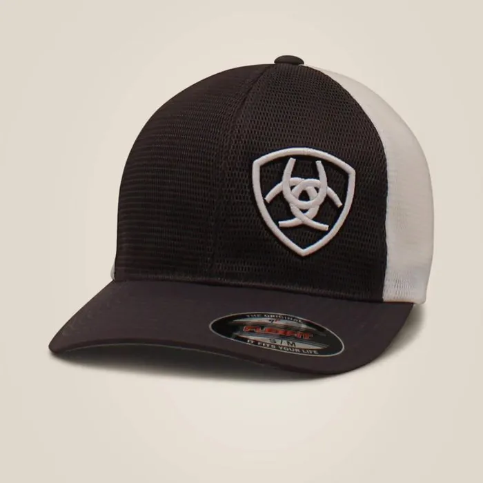 Men Hats and Caps Ariat Offset Shield Mech Cap Gray