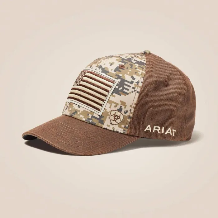 Men Hats and Caps Ariat Patriot Snapback Cap Brown