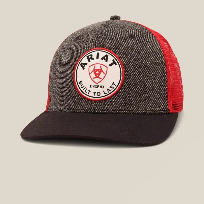 Men Hats and Caps Ariat Round Logo Patch Cap Gray
