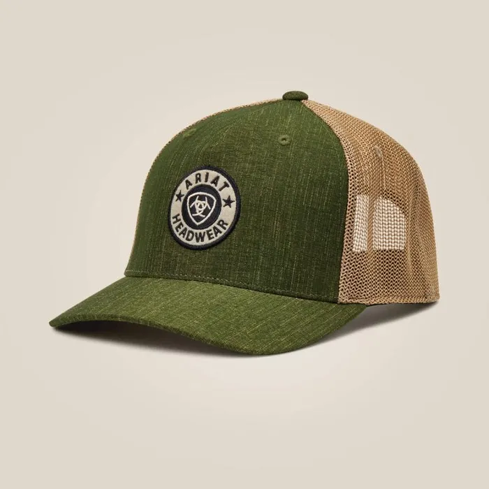 Men Hats and Caps Ariat Round Logo Patch Cap Green