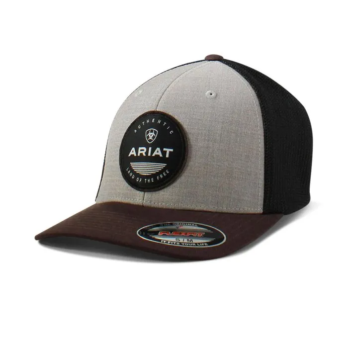 Men Hats and Caps Ariat Round Patch Logo Cap Brown
