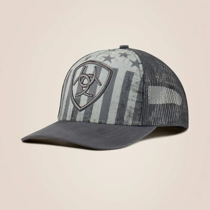 Men Hats and Caps Ariat Shield Embossed Cap Gray