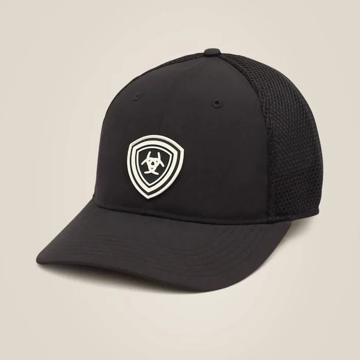 Men Hats and Caps Ariat Shield Logo Cap Black