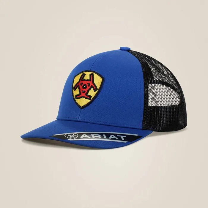 Men Hats and Caps Ariat Shield Patch Cap Blue
