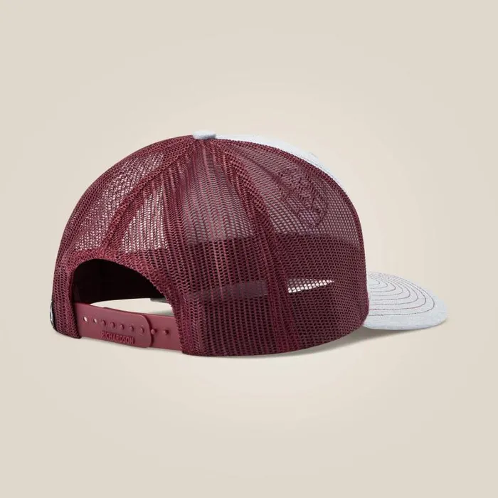 Men Hats and Caps Ariat Stacked Logo Cap Grey Burgundy