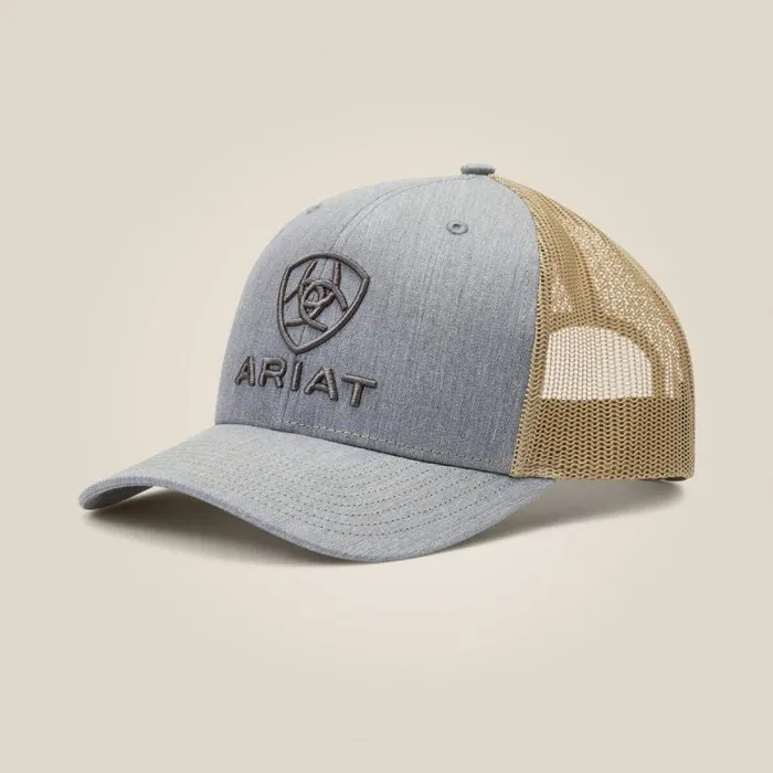 Men Hats and Caps Ariat Stacked Logo Cap Greytan